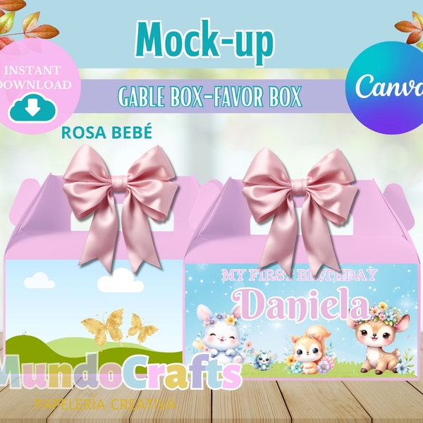 Canva Mockup, Maqueta de caja para cumpleaños editable en Canva