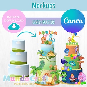 Plantilla Editable para Boceto Digital de Bolos, maqueta de bolos editável no Canva.