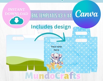 Plantilla de bolsa de regalo editable en Canva