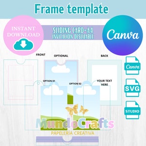 PLANTILLA INVITACIÓN DESLIZABLE Bewerkbaar en Canva, Cricut y Cameo, Uitnodiging bewerkbaar en Canva.