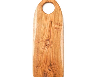 Rounded Edge Rectangular Teak Wood Chopping Board (16" x 6") with Handle
