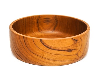 Straight Side Teak Wood Bowl - Large