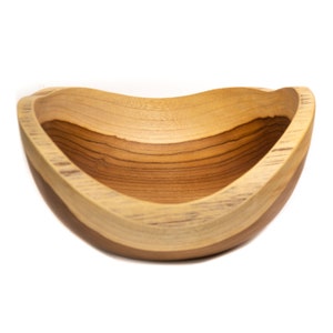 Wavy Teak Wood Salad Serving Bowl Rustic Handmade Teak Wood Bowl Eco-Friendly, All Natural 1 Bowl Sold 1 Tree Planted image 3