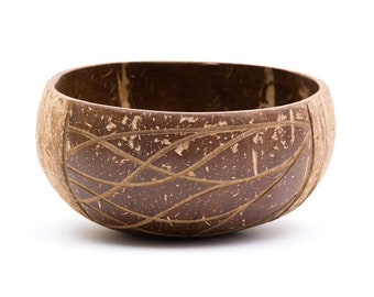 Nature-Inspired Waves Coconut Bowl | Sustainable, All-Natural | Made from a Reclaimed Coco Shell | 1 Bowl Sold = 1 Tree Planted