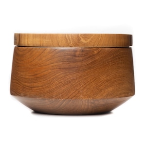 Rounded Edge Mushiwan Wooden Bowl with Lid - Jumbo