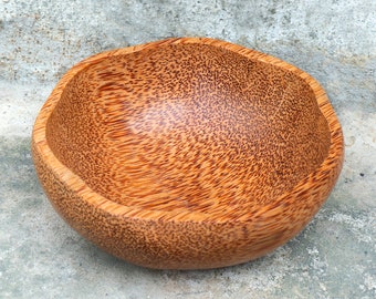 Flower Coconut Wood Bowl | Handcrafted from Eco-Friendly Coconut Wood | Natural Wooden Serving Bowl for Salad, Pasta, Fruits