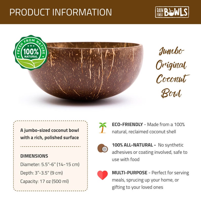 Natural Original Coconut Bowl (Jumbo) - Thumbnail 5