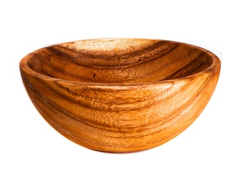 Rounded Acacia Wood Salad Serving Bowl