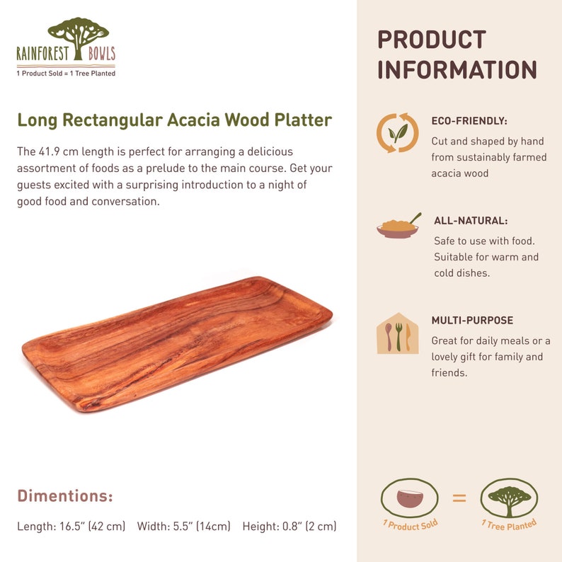 Long Rectangular Acacia Wood Platter - Etsy