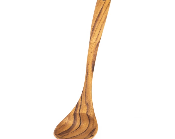 Teak Wood Soup Cooking Serving Ladle | Created by Indonesian Artisans | Handmade Wooden Dipper Ladle for Cooking and Serving