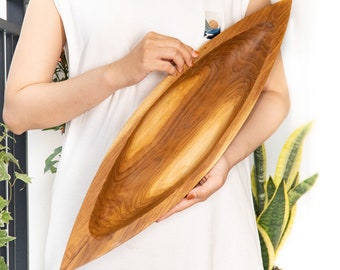 Canoe Teak Wood Serving Bowl