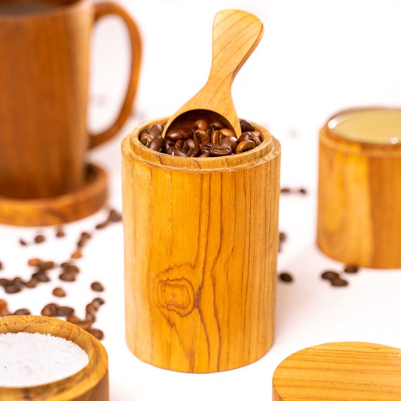 Teak Wood Spice Containers - Durable, Artisan-Made