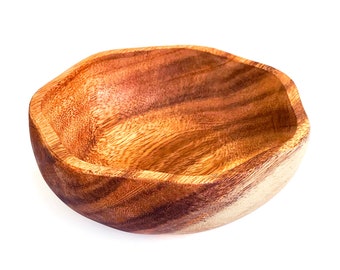 Flower Acacia Wood Bowl | Handcrafted from Sustainable Acacia | Natural Wooden Serving Bowl for Salad, Pasta, Fruits