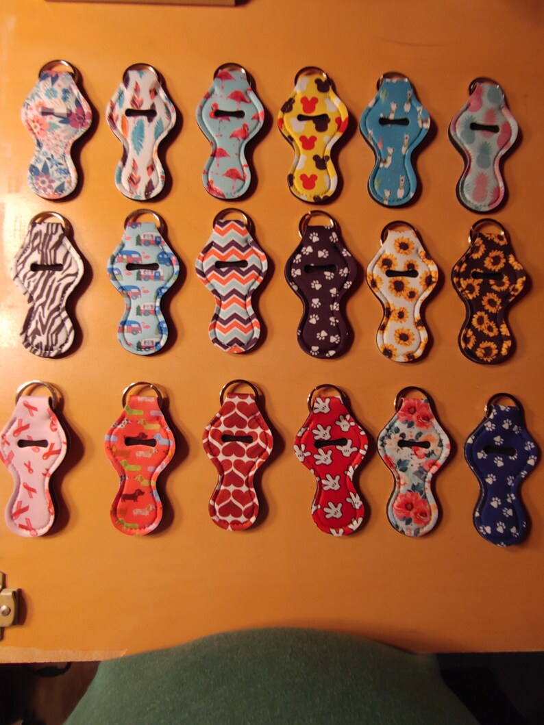 Neoprene Chapstick Holders Keychains wChapstick