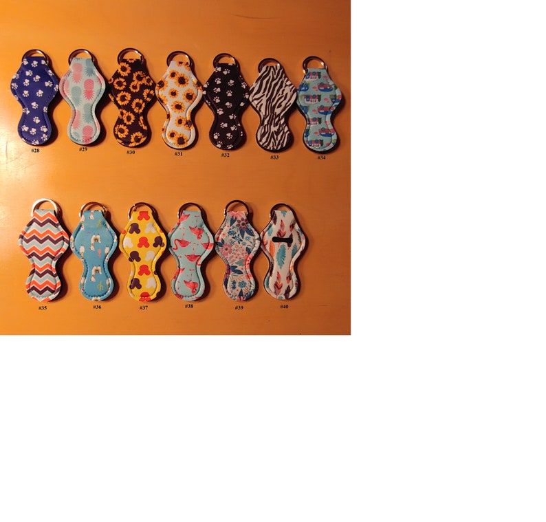 Neoprene Chapstick Holders Keychains wChapstick