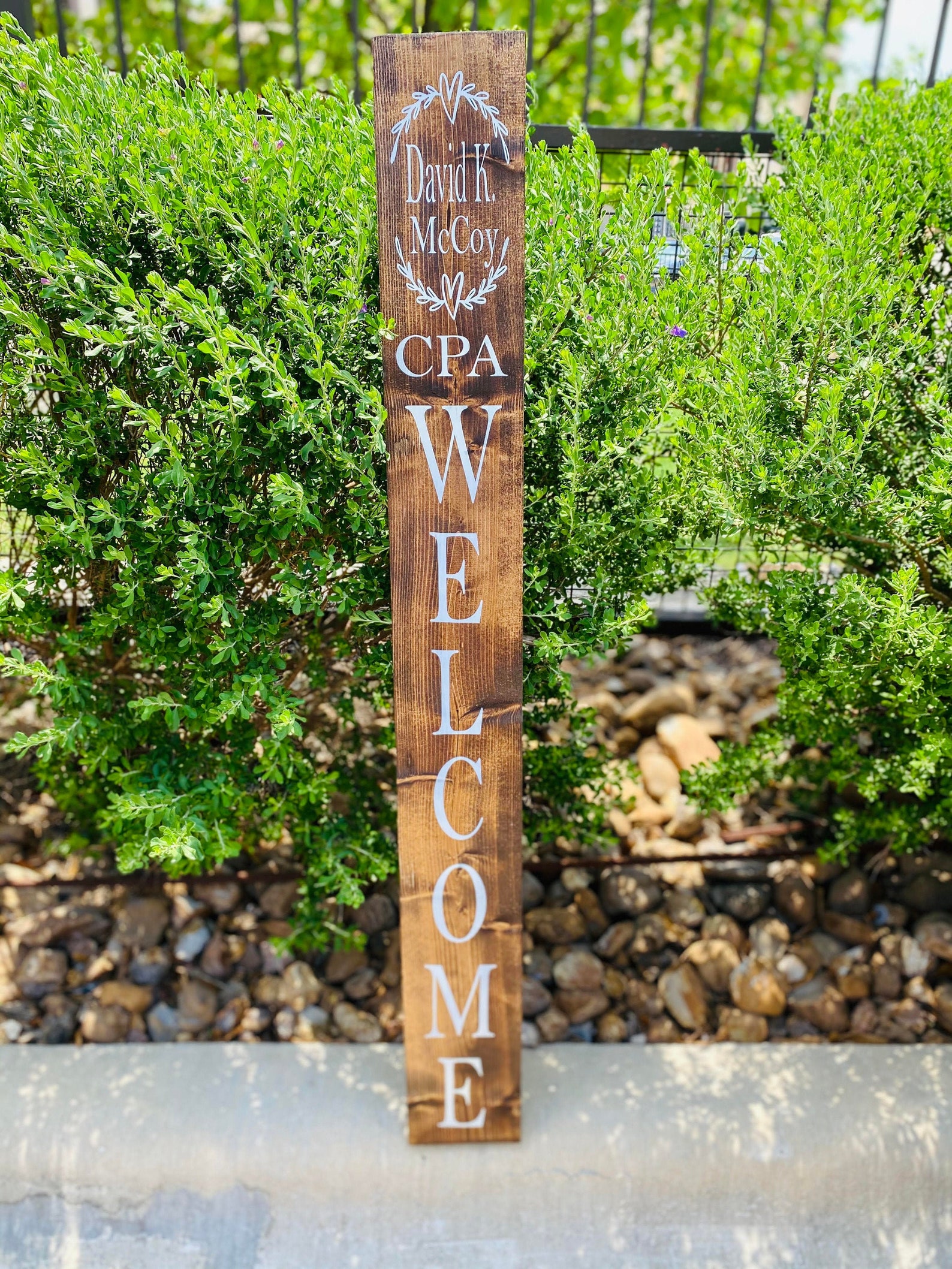 BUSINESS WELCOME Sign, Vertical Wooden Sign, Customizable Business Name ...