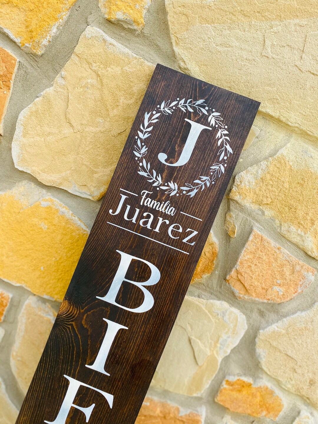 XL Available Spanish Front Porch Sign, Vertical Wooden Sign