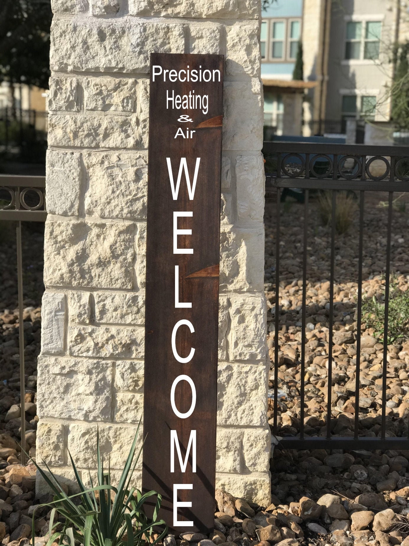 BUSINESS WELCOME Sign, Vertical Wooden Sign, Customizable Business Name ...