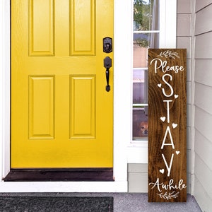 Front Porch WELCOME Sign, Vertical Wooden Sign, Customizable Last Name Sign, Farmhouse Welcome Sign, Free Shipping, Vertical Welcome Sign