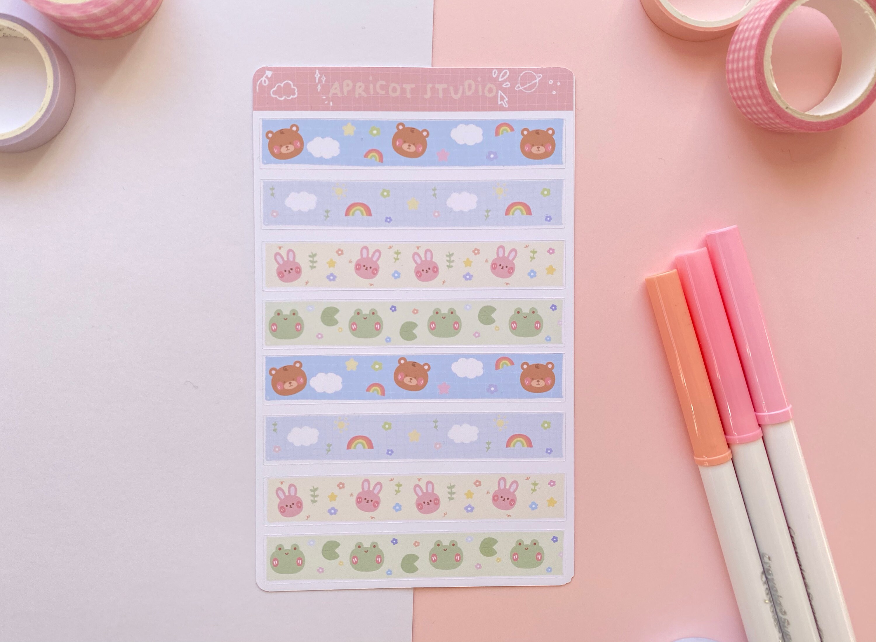 Kawaii Washi Tape sample sheet// Illustration kawaii Etsy