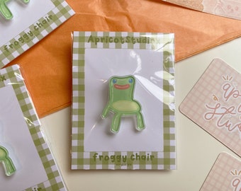 Froggy chair Kermit acrylic pin Froggy chair Kermit acrylic pin
