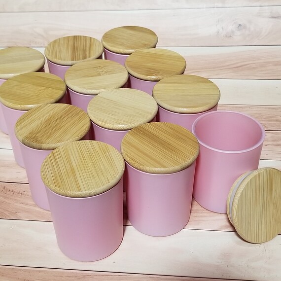 12 Pack Matte Pink Glass Candle Jars 6 OZ Etsy