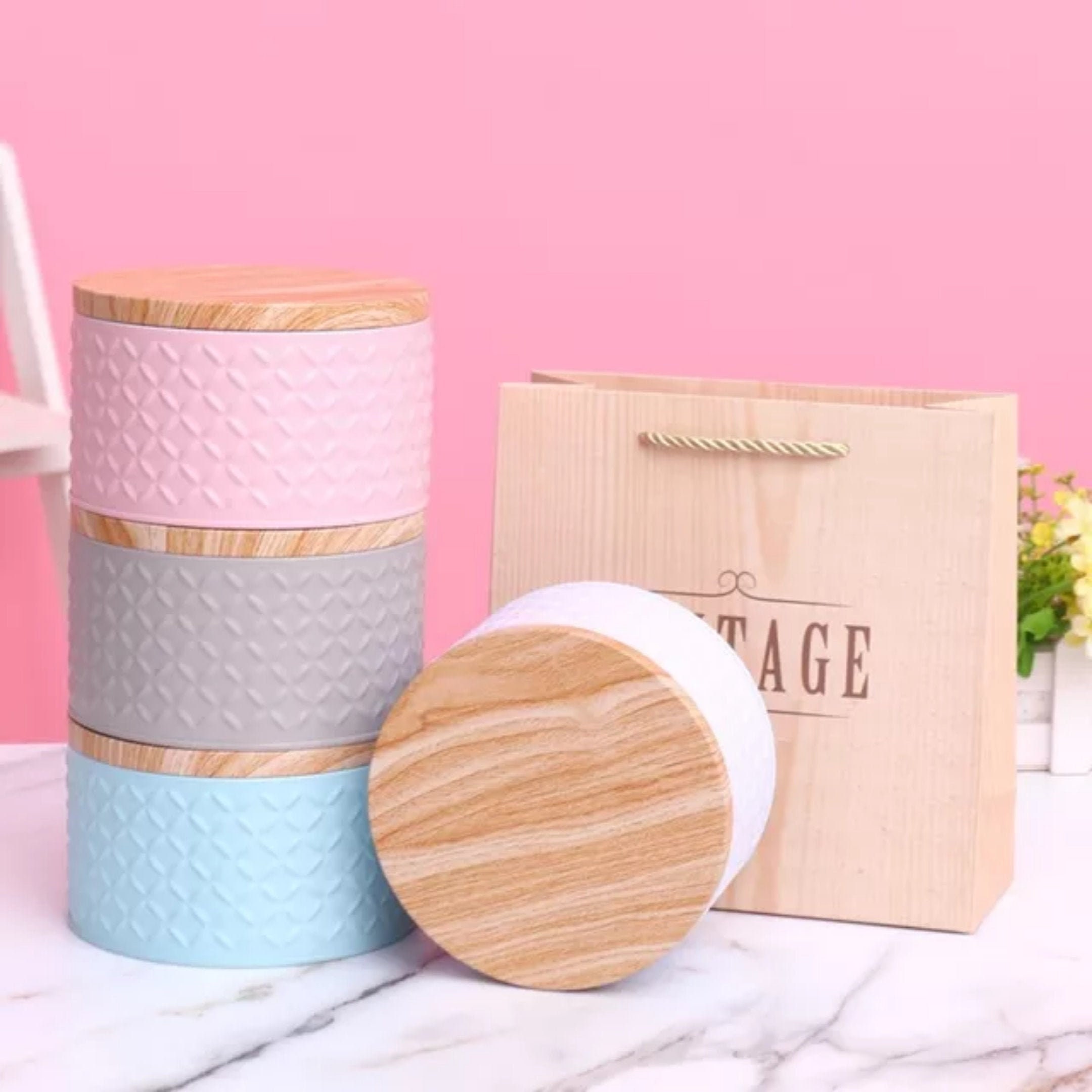 Round Tin Jar with Textured Design
