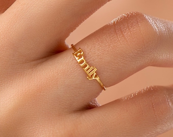 Personalized Name Ring , Gold Name Ring, Christmas Gifts, Mom Name Ring , Baby Shower Gift