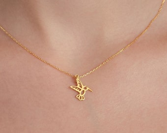 Tiny Hummingbird Necklace, Hummingbird Necklace, Bird Necklace, Sterling Silver Necklace, Bird Jewelry, Mother Day Gift,