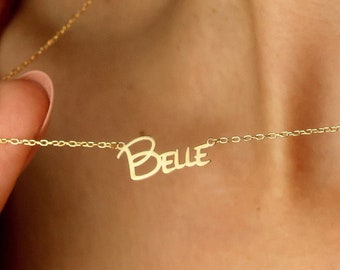 18K Gold Disney Name Necklace, Disney Trip Gift, Personalized Disney Name Necklace, Christmas Gift, Children's Name Necklace
