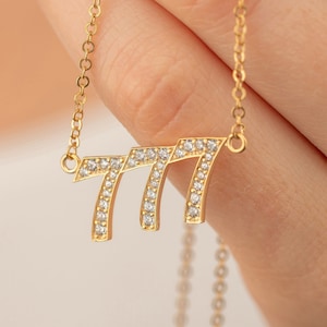 Angel Number Necklace, Sterling Silver Lucky Date Necklace , 777 Necklace, Gold Number Necklace, Mother&#39;s Day Gift, Christmas Gift
