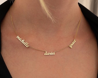 THREE NAME NECKLACE, Triple Name Necklace, Children Names Necklace, Personalized Name Necklace, Family Necklace, Valentines Day Gift