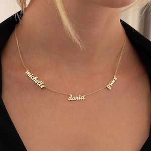 THREE NAME NECKLACE, Triple Name Necklace, Children Names Necklace, Personalized Name Necklace, Family Necklace, Valentines Day Gift