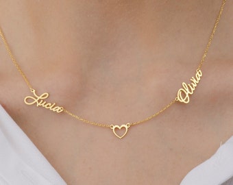 Two Name Necklace , Multiple Gold Name Necklace, 2 names necklace, Dainty Name Necklace, Personalized Jewelry, Mother's Day Gift