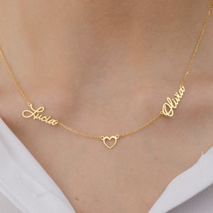 Two Name Necklace , Multiple Gold Name Necklace, 2 names necklace, Dainty Name Necklace, Personalized Jewelry, Mother's Day Gift