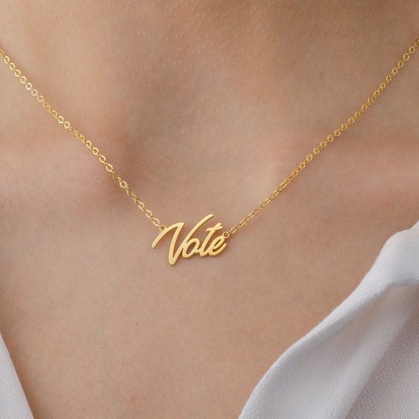 Personalized Vote Necklace, Customized Sterling Silver Name Neckalace, 18K Gold Name Necklace, Mother's Day Gift , Bridesmaid Gift