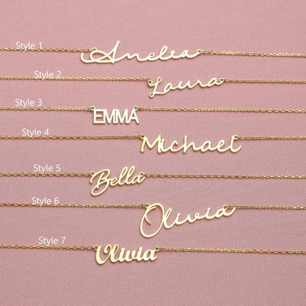 Gold Name Necklace, 18K Gold, Rose, Dainty Name Necklace, 925K Sterling Silver, Personalized Gift, Gift for Her, Mother's Day Gift