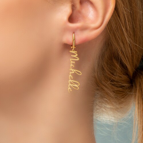 Custom Hoop Earrings Sterling Silver Name Earring Gift for Etsy