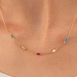 Custom Gold Family Birthstone Necklace - Personalized Gift, Birthstone Jewelry, Christmas Gift