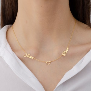 Two Name Necklace , Multiple Gold Name Necklace, 2 names necklace, Dainty Name Necklace, Personalized Jewelry, Christmas Gift image 2