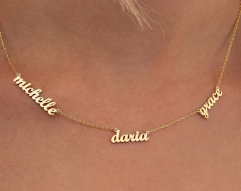 Custom Three Name Necklace, Family Names Jewelry, Triple Name Pendant for Mom, Personalized Gift for Christmas, Valentines Day Necklace