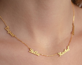 Multiple Name Necklace, Name Necklace , Kids Name Necklace , Baby Shower Gift , Mom Gift , Family Necklace , Christmas Gift