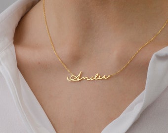 Signature Name Necklace, Personalized Name Necklace, Dainty Gold Name Necklace Silver, Personalized Name Jewelry, Mother's Day Gift