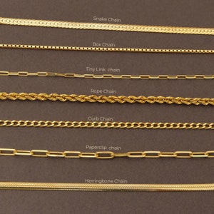Gold Chain Necklace,Snake Chain, Box Chain, Choker Chain, Paperclip Chain,Curb Chain, Herringbone Chain,Gift for Her, Mother&#39;s Day Gift
