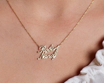 Two Name Necklaces, Personalized Name Necklace, Gold Name Necklace, Name Necklace, Family Necklace, Personalized Gift, Christmas Gift