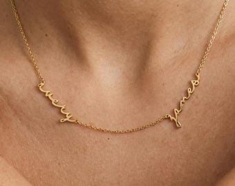 Custom Two Name Handwriting Necklace, Multi Signature Name Necklace, Personalized Jewelry, Gift for Mom, Baby Shower Gift, Christmas Gifts