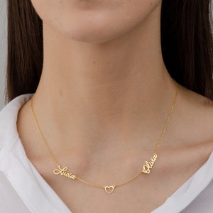 Two Name Necklace , Multiple Gold Name Necklace, 2 names necklace, Dainty Name Necklace, Personalized Jewelry, Christmas Gift image 3