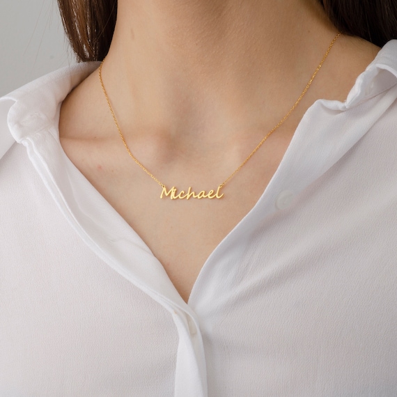 Etsy silver shop name necklace