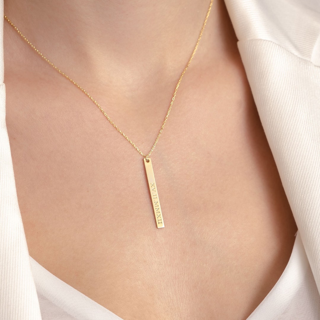 Name Bar Necklace Mini Bar Necklace Customized Gold Bar Etsy UK