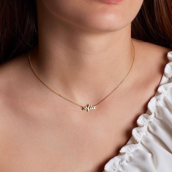 Dainty custom on sale name necklace